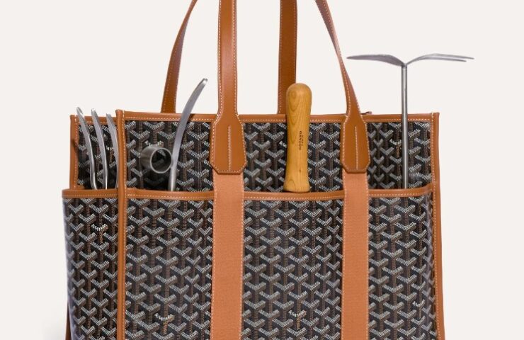 Sneeboer Gartenwerkzeuge glänzen in exklusiver Goyard Tasche
